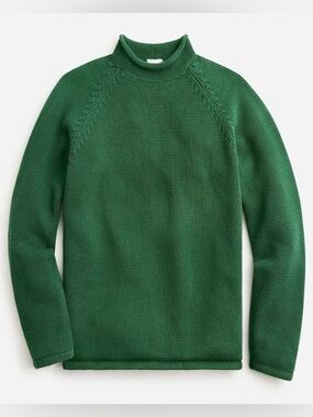 J. Crew 90s Heritage Cotton Rollneck Sweater Green Medium